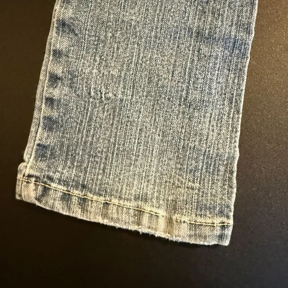 Vtg BONGO Girls 4T Jeans Y2K Boho Embroidered Pockets Flare Denim Elastic Waist